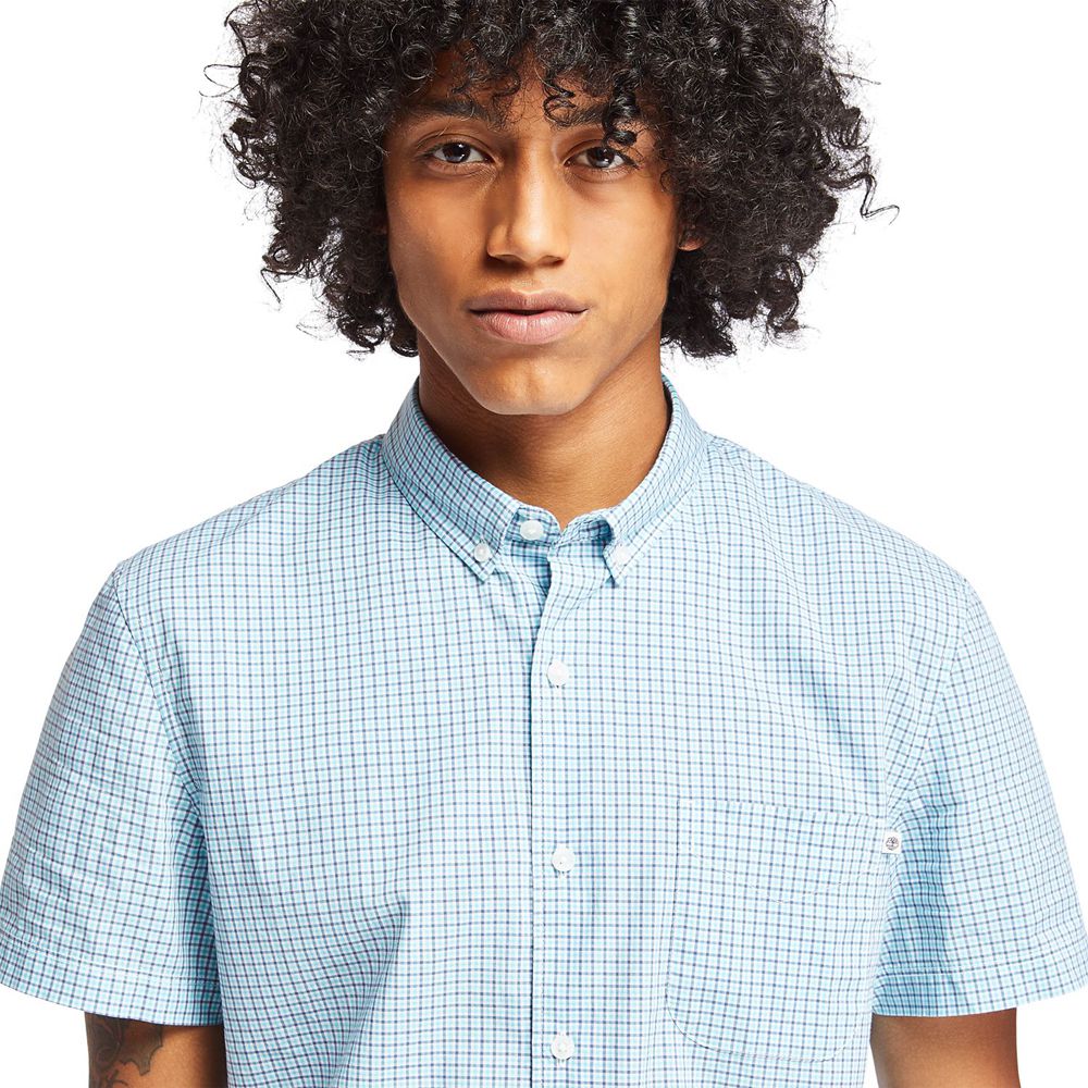 Camisa Timberland Argentina Hombre - Eastham River Slim Fit Gingham - Azules - NFDWZM-307